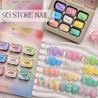 Set gel vẽ nổi thạch cao 9 tông màu pastel