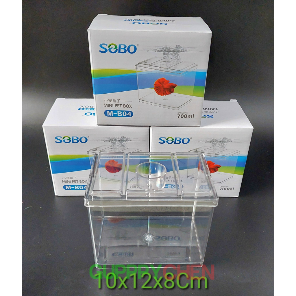 Keo Nhựa Betta Mini Trong Suốt SOBO M-BO4 10x12x8cm - Keo Show Nhựa Betta, Guppy