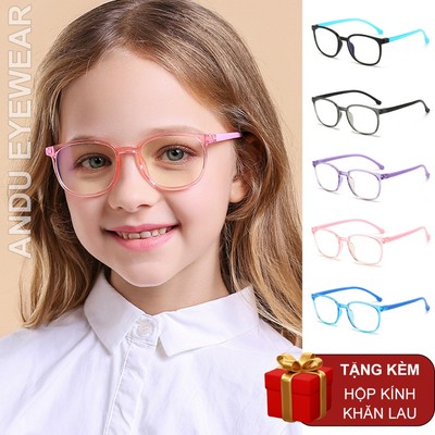 Gọng kính cận TRẺ EM nam nữ ANDU nhựa dẻo SIÊU BỀN siêu nhẹ khó gãy cho bé từ 3-11 tuổi