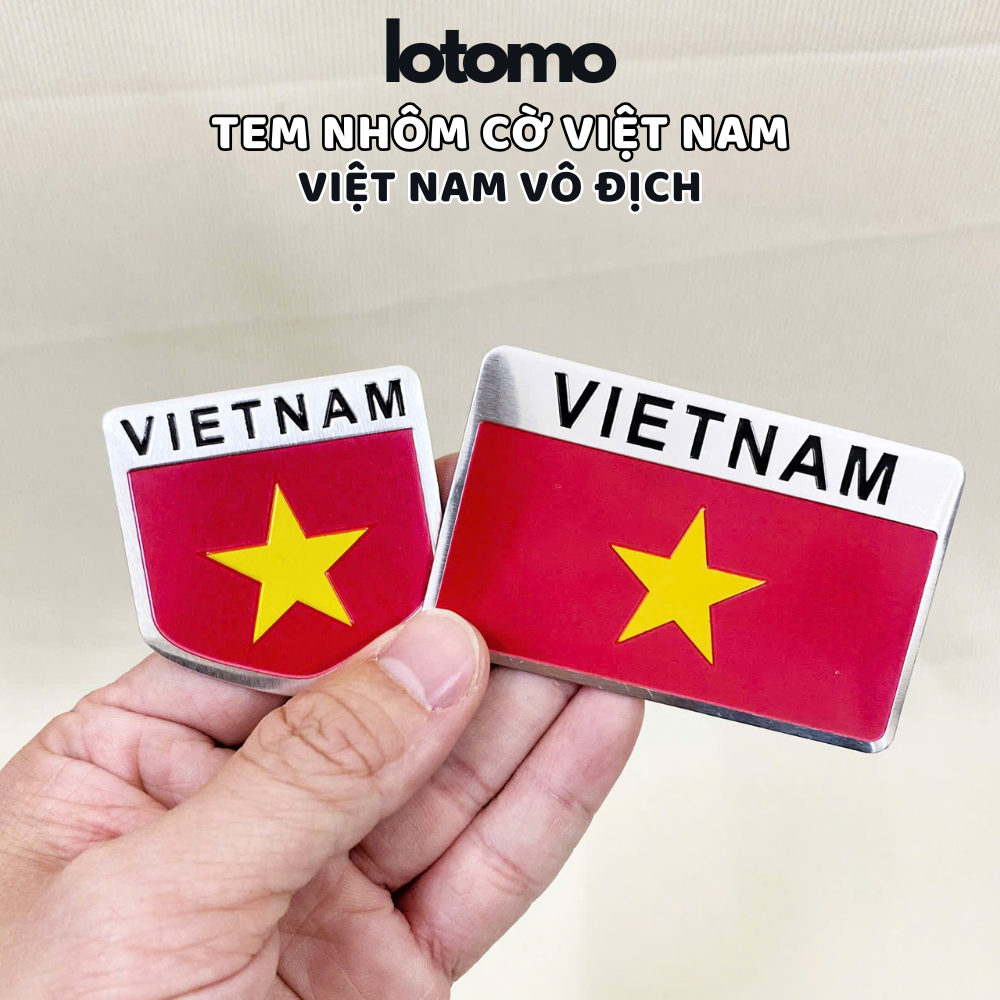 Tem Nhôm LOTOMO Hình Cờ Việt Nam Chất Liệu Hợp Kim Dán Xe Ô Tô Xe Máy