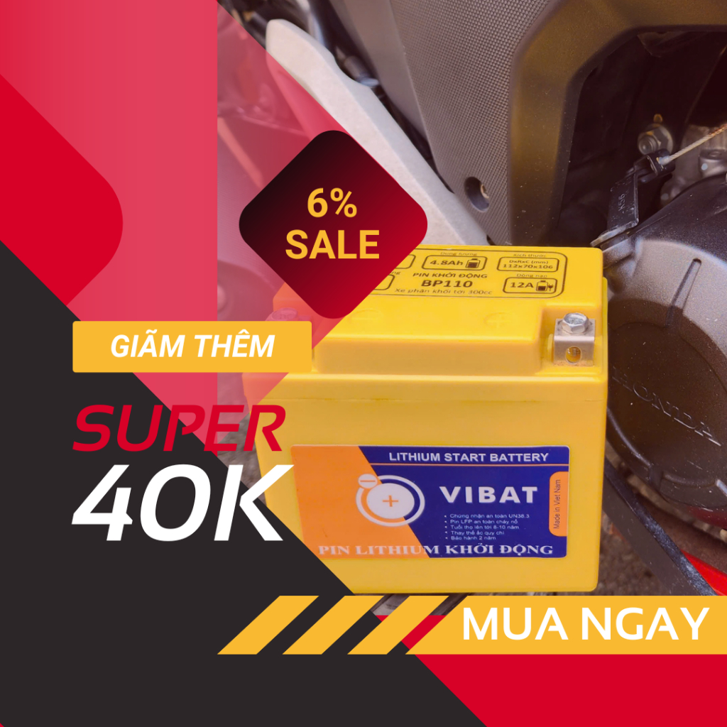Bình ắc quy pin Lithium 12V-80A lắp Winner / Vario / Sonic