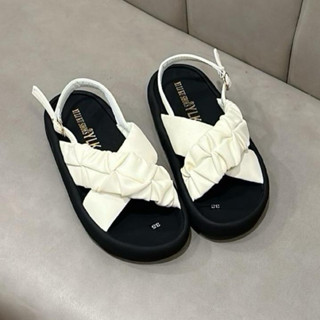 Sandal Nữ quai chéo nhúng đế cao 3cm nhẹ chân mũi tròn màu nâu/đen/trắng da mềm nhẹ chân