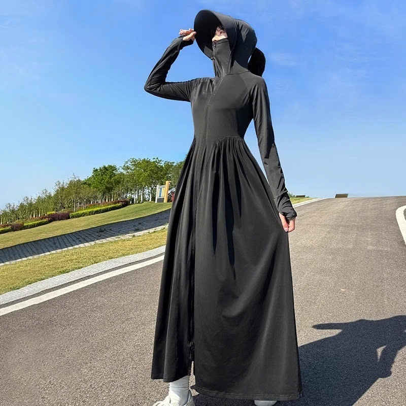 [ ÁO 2 LỚP ] Áo Khoác Chống Nắng 2 LỚP Toàn Thân Nữ Dáng Váy vải thun lạnh chống tia cực tím UPF 50+, làm mát tốt - Xm9X