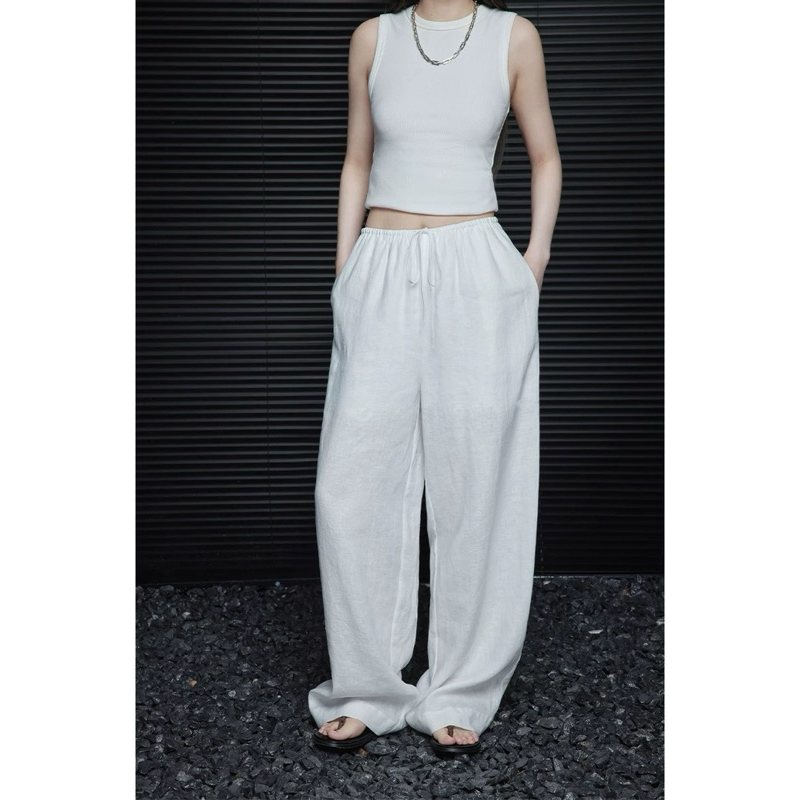 𝗛𝗮̀𝗻𝗴 𝗰𝗵𝗶́𝗻𝗵 𝗵𝗮̃𝗻𝗴 Quần Linen dáng suông rút dây có lớp lót không lộ - ON workshop