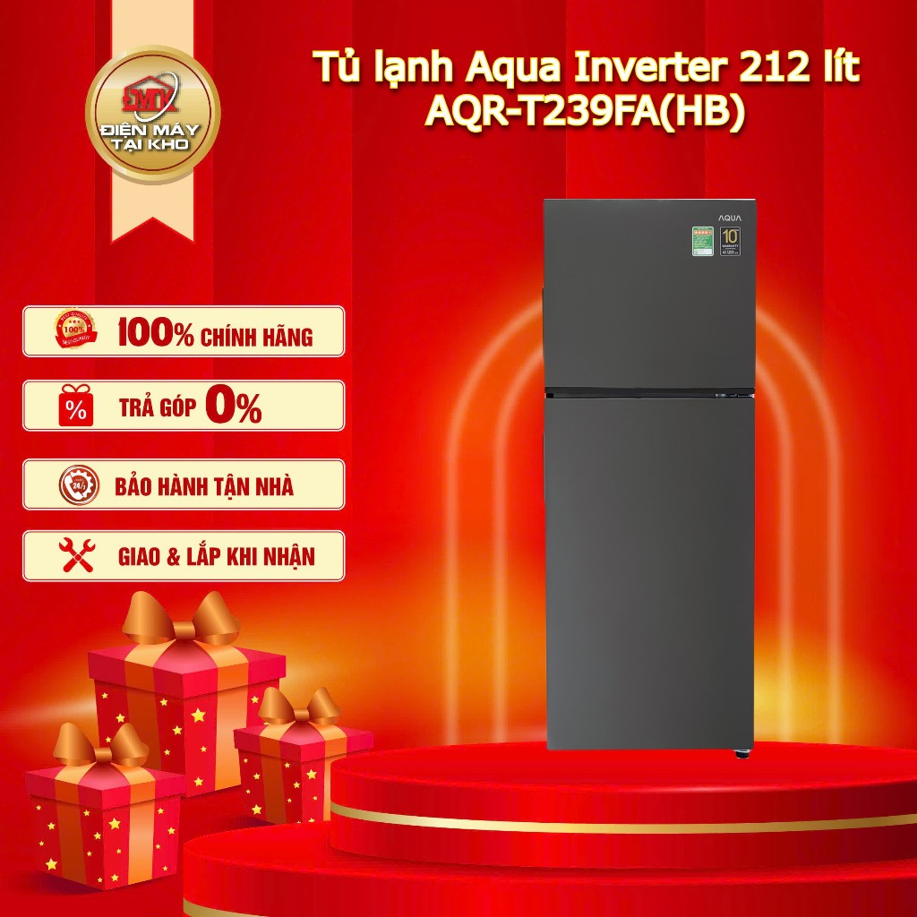 Tủ lạnh Aqua Inverter AQR T239FA(HB) 212 lít – Ngăn đá trên – Twin Inverter – Hàng chính hãng