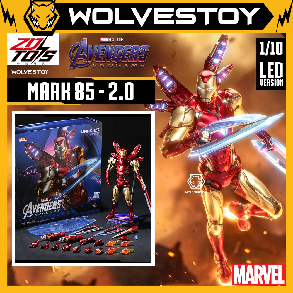  Mô hình ZD Toys Marvel Avengers Endgame Iron Man Mark 85  MK85  Nano Technology Suit 2.0 Led ver 1 10 Action Figure 