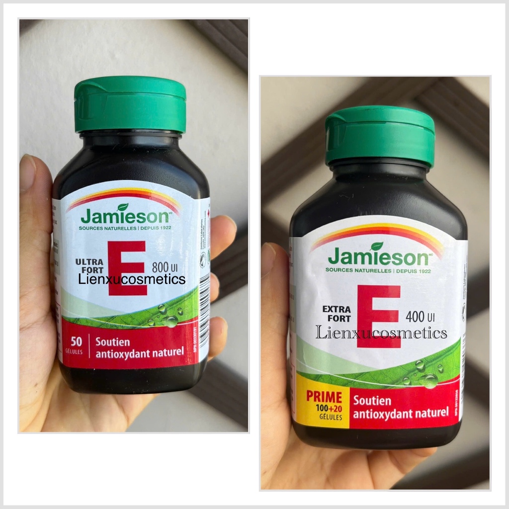Jamieson vitamin E 800IU, hộp 50 viên và E 400IU, hộp 120 viên