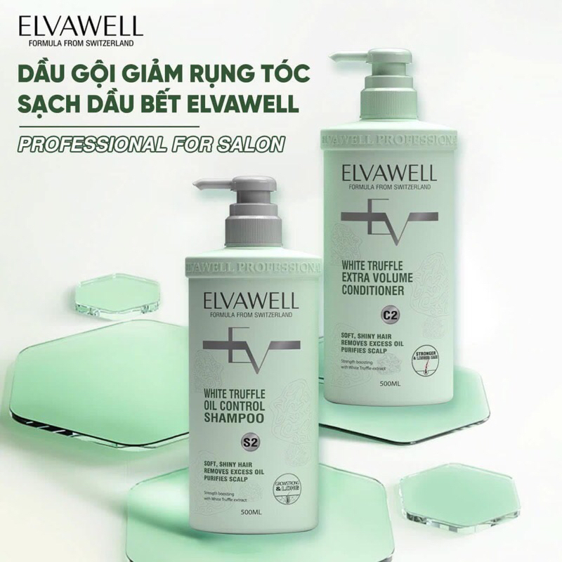 Gội xả Elvawell giảm rụng tóc sạch dầu bết