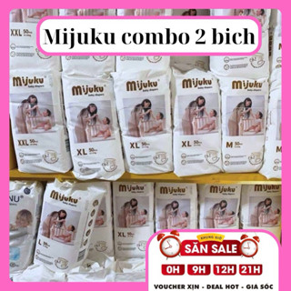 Bỉm Mijuku cho bé, tã bỉm dán quần size MIJUKU M100, L100, XL100, XXL100, XXXL100  siêu thấm hút, mỏng nhẹ