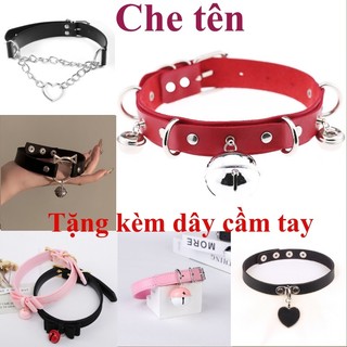   Che tên tặng kèm dây  Vòng cổ da PU choker phong cách gothic cosplay phối nơ chuông cá tính PKC010 