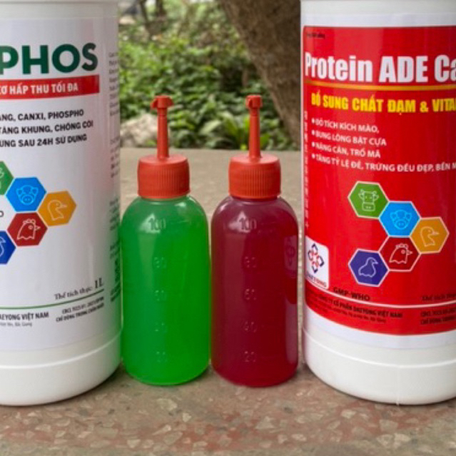 Combo nuôi gà nặng cân, đẹp mã, chống còi chiết lẻ 100ml Protein ade ca+ và daephos
