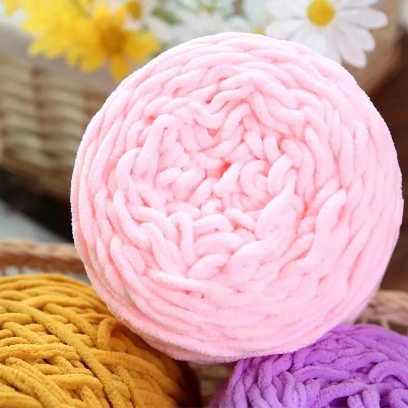 Len Nhung Đũa 100g Sợi To 6mm, Len Bông Sữa Dùng Để Móc Thú Bông, Túi Xách Sử Dụng Kim Móc Len 6mm