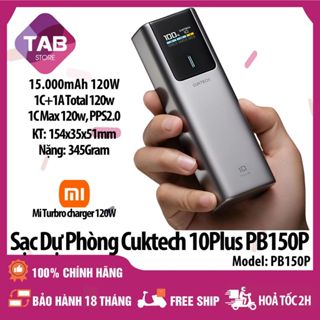 Sạc Dự Phòng Cuktech 10Plus PB150P 15000mAh 2C1A 120W PD 3.0 PPS5A QC Mi Turbro Charger 120W - Bảo Hành 18 Tháng