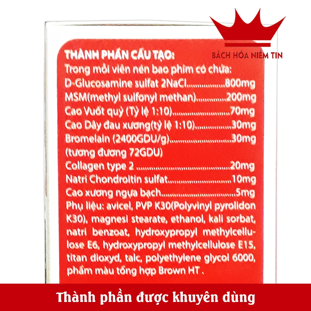 Viên uống giảm đau xương khớp HADA SAMINE - kết hợp thảo dược và collagen, glucosamin hàm lượng cao - Hộp 100 viên