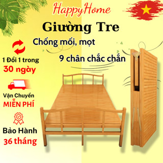 [FREESHIP] Giường Tre Gấp Gọn, Giường Gỗ Gấp Gọn, Giường Gấp Chịu Tải 500kg Làm Chuẩn Từ Tre Và Gỗ