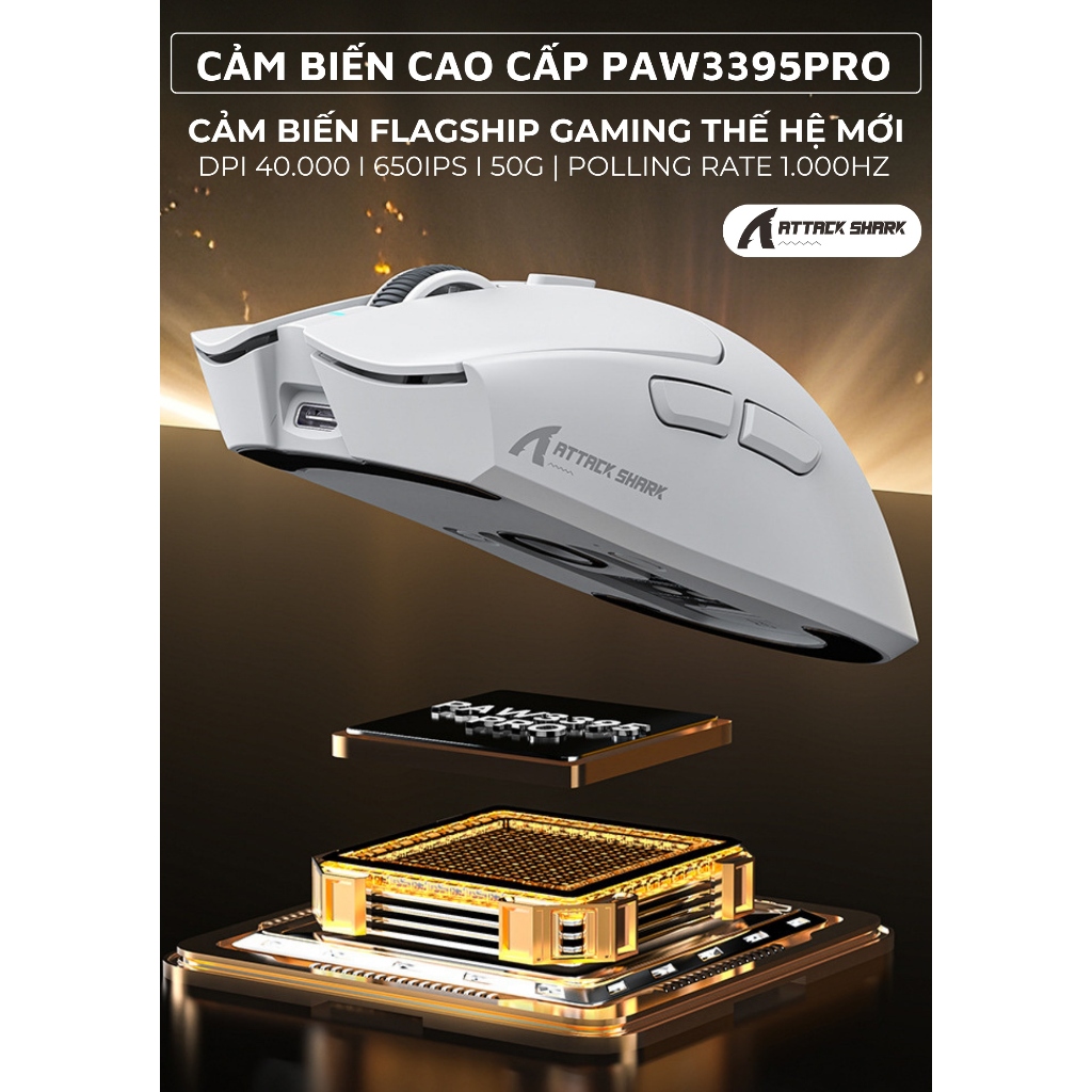 Chuột Gaming Không Dây Attack Shark X1 - Đế Sạc Led RGB Từ Tính, Siêu Nhẹ 53g, App Tùy Chỉnh | BigBuy360 - bigbuy360.vn