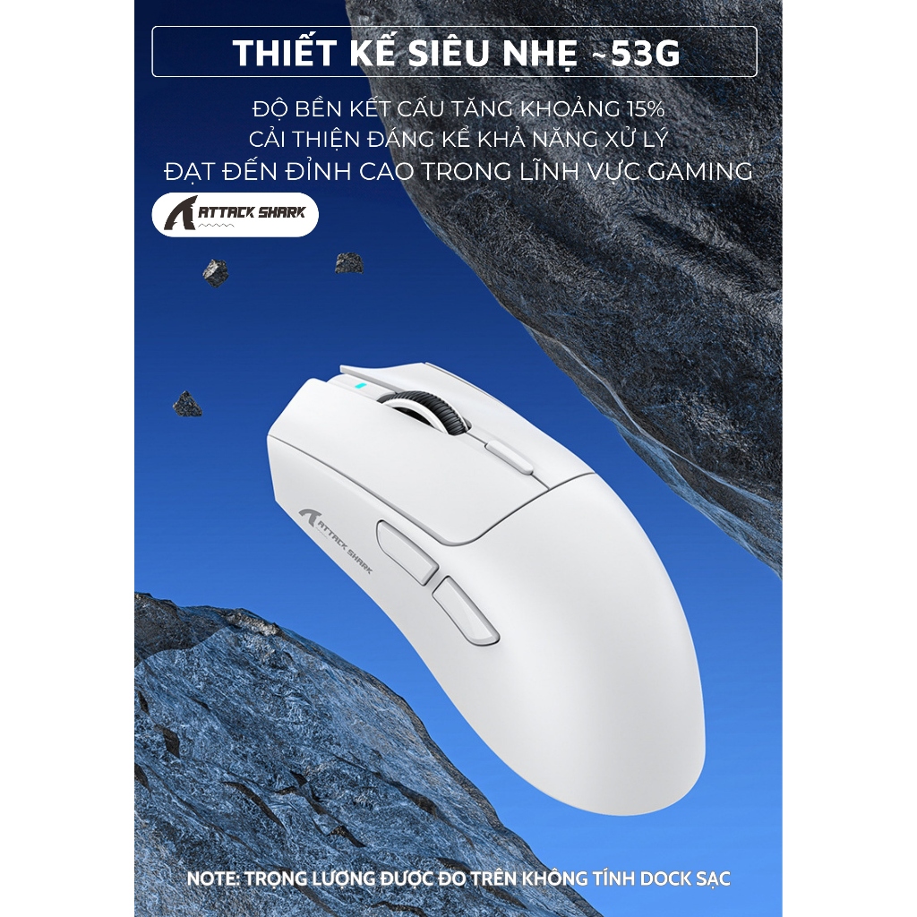 Chuột Gaming Không Dây Attack Shark X1 - Đế Sạc Led RGB Từ Tính, Siêu Nhẹ 53g, App Tùy Chỉnh | BigBuy360 - bigbuy360.vn