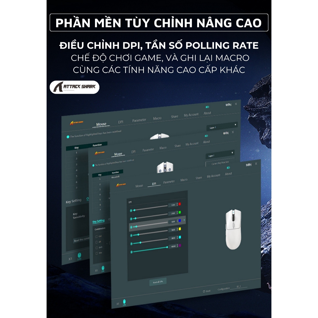 Chuột Gaming Không Dây Attack Shark X1 - Đế Sạc Led RGB Từ Tính, Siêu Nhẹ 53g, App Tùy Chỉnh | BigBuy360 - bigbuy360.vn