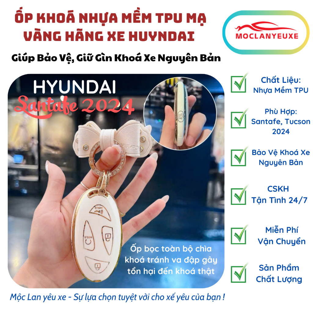 (NEW) Ốp Khóa Hyundai Santafe 2024 Mới- Hyundai Tucson 2024 Mới - Bọc Khóa Xe Bảo Vệ Chìa Khóa