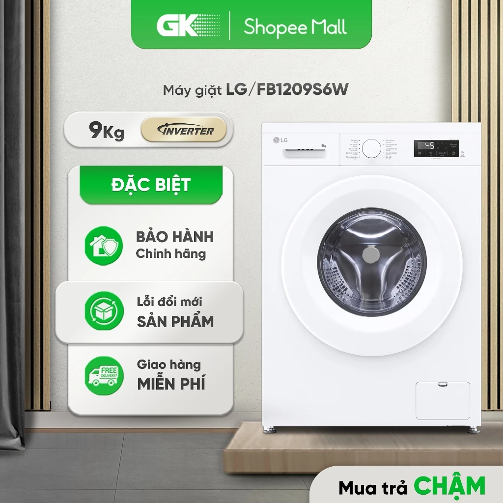 FB1209S6W - Máy Giặt Lồng Ngang LG Inverter 9 Kg FB1209S6W [Freeship HCM]