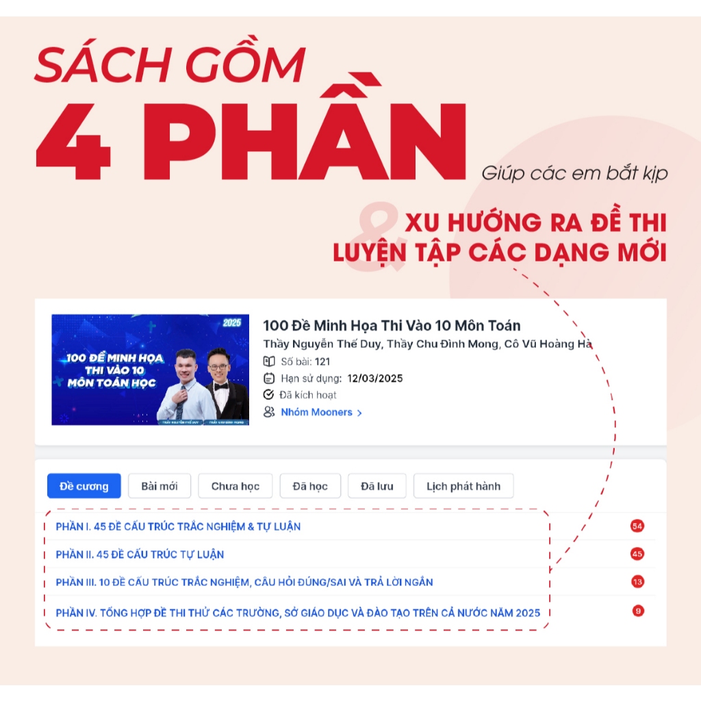 Sách 100 đề minh hoạ thi vào 10 môn Toán - Moonbook | BigBuy360 - bigbuy360.vn