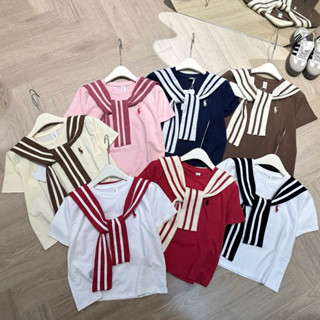 Áo Thun Babytee Nữ In Họa Tiết Logo Ngựa Siêu Đẹp - Áo Phông Nữ In Họa Tiết Logo Siêu Xinh Kèm Khăn