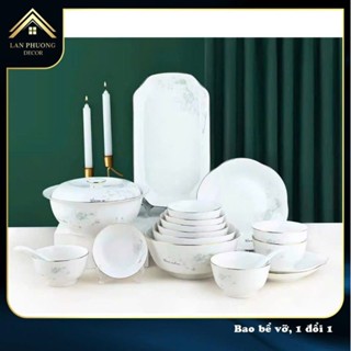 Bát đĩa gốm sứ cao cấp, dùng được trong lò vi sóng Lp17S