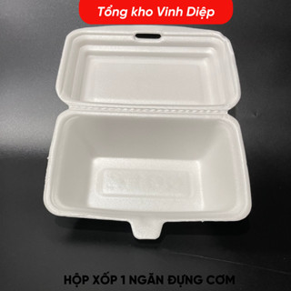 Combo 145~150 hộp xốp chữ nhật không ngăn/ 1 ngăn lớn đựng cơm, bún, bánh tráng trộn, đồ ăn