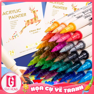 Bút Đánh Dấu Acrylic Hai Đầu Cao Cấp – Màu Vẽ 12/24/36/48/60/80 Cây Tô Màu, Không Lem, Chồng Màu, Đi Nét DIY