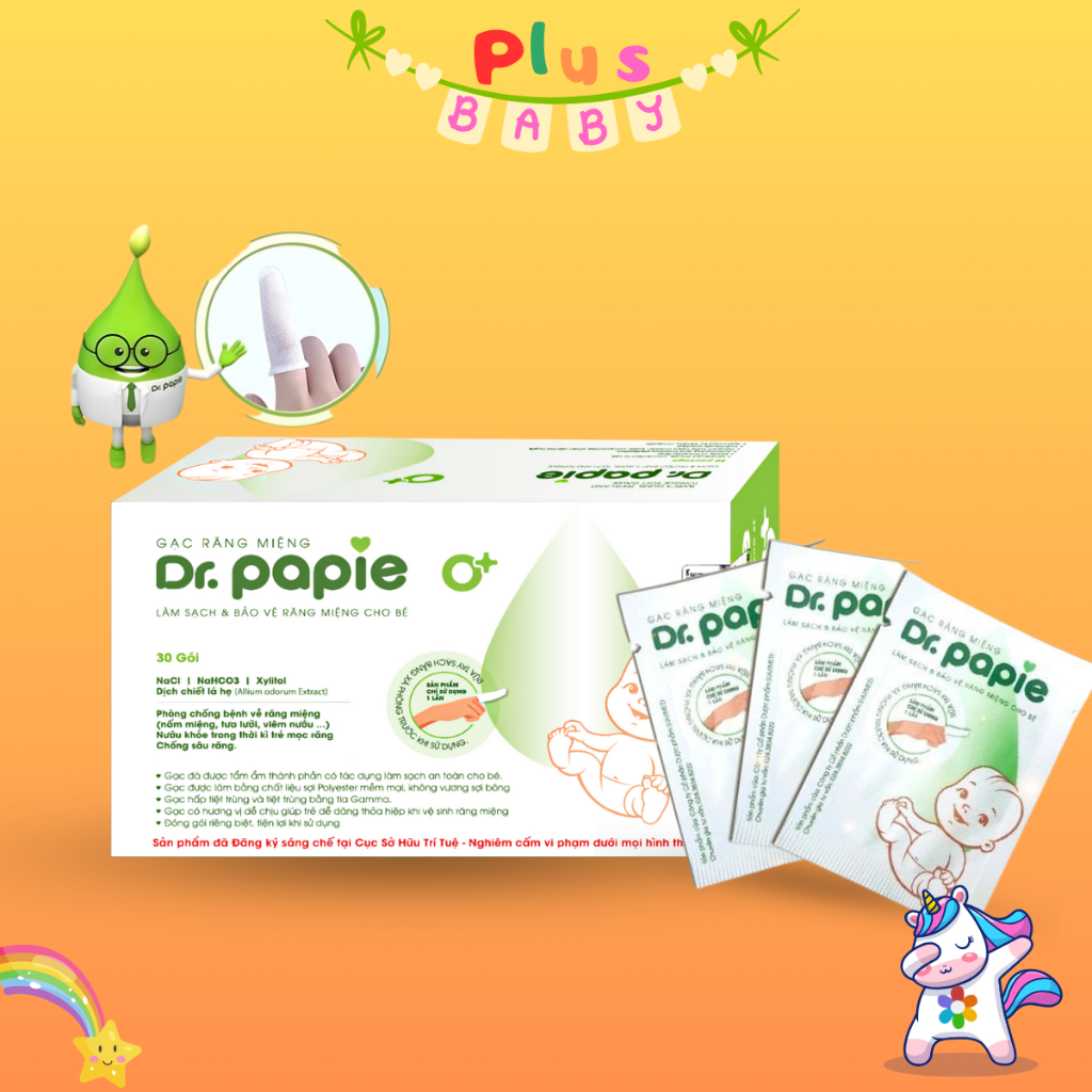 Gạc rơ lưỡi Dr. Papie hộp 30 miếng cho bé