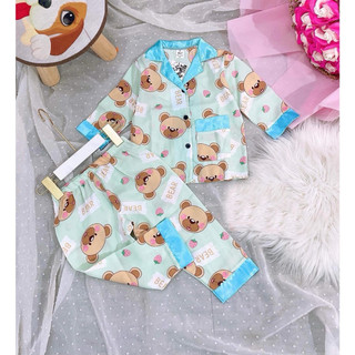[ 10kg - 37kg] Bộ Mặc Nhà PIZAMA Lụa Cao Cấp Cho Bé Gái_BM24