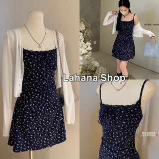  Lahana@ Set Váy 2 Dây Hoa Nhí Co Giãn Kèm Khoác Carigan Mỏng Hot Wg.We  anhthat  