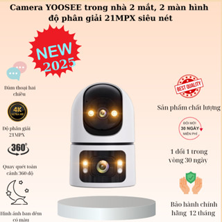 (Độ phân giải 21MP) Camera WIFI YOOSEE trong nhà 2 mắt 2 khung hình tích hợp Mic và loa hỗ trợ đàm thoại 2 chiều