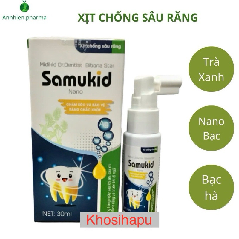 Xịt chống sâu răng thơm miệng diệt khuẩn thảo dược Midikid Dr.Dentist Bibona Star Samukid Nano giúp hơi thở thơm tho