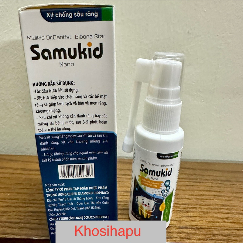 Xịt chống sâu răng thơm miệng diệt khuẩn thảo dược Midikid Dr.Dentist Bibona Star Samukid Nano giúp hơi thở thơm tho