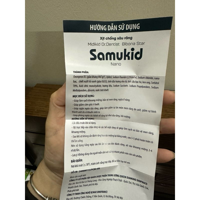 Xịt chống sâu răng thơm miệng diệt khuẩn thảo dược Midikid Dr.Dentist Bibona Star Samukid Nano giúp hơi thở thơm tho