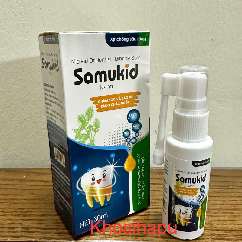 Xịt chống sâu răng thơm miệng diệt khuẩn thảo dược Midikid Dr.Dentist Bibona Star Samukid Nano giúp hơi thở thơm tho
