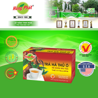 Trà hà thủ ô túi lọc hùng phát - thto - hộp 50g 25 gói món quà cho mái tóc - đạt chuẩn iso haccp