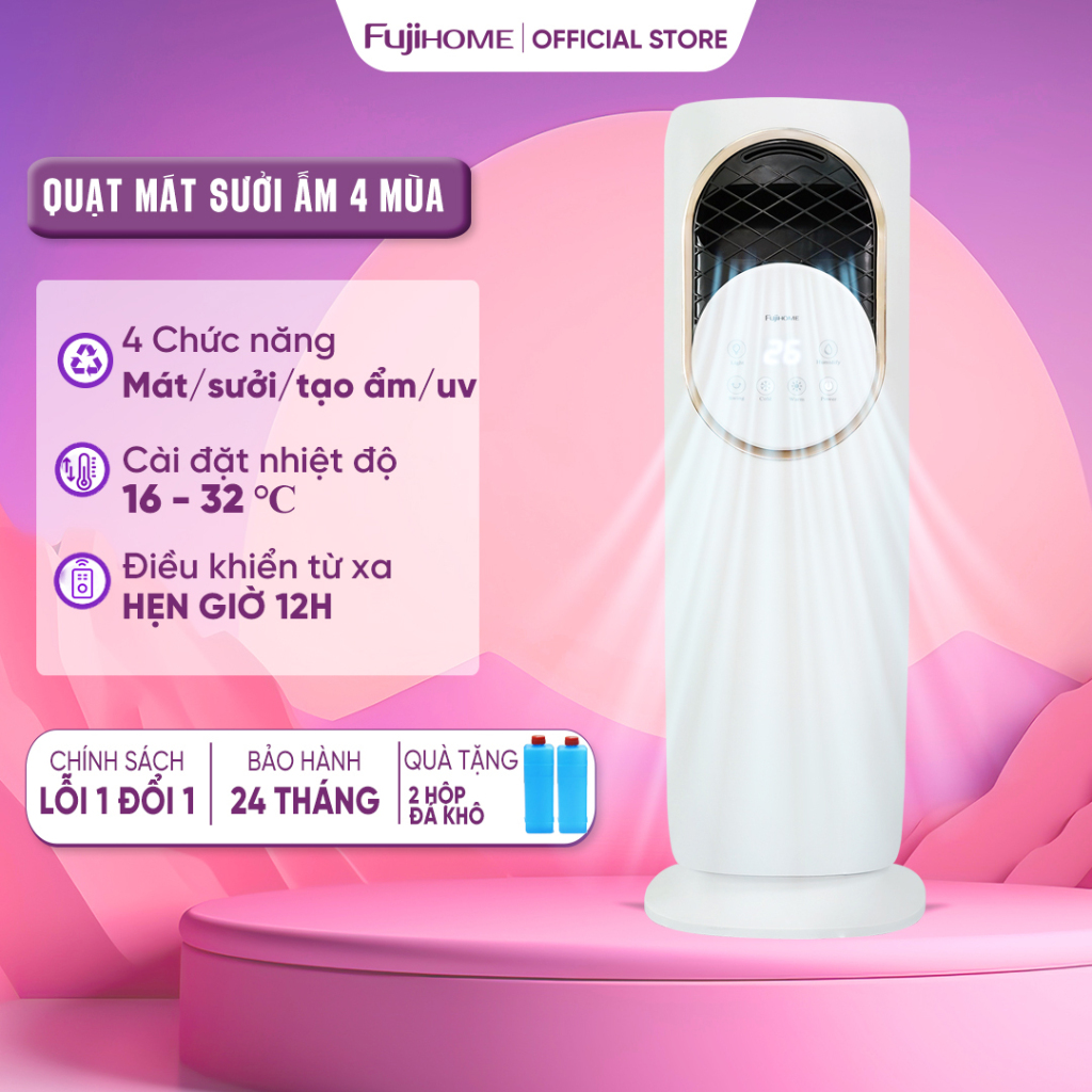  Quạt điều hòa 2 chiều Fujihome AC01 Nhập khẩu máy làm mát sưởi ấm phun sương,diệt khuẩn UV lọc không khí 4 mùa đa năng 