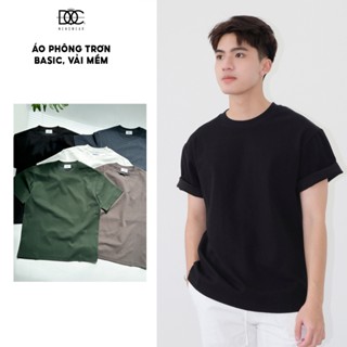 Áo phông trơn nam cổ tròn Độc menswear cotton dệt 3d mặt vải gân chéo form suông rộng trẻ trung - AP673