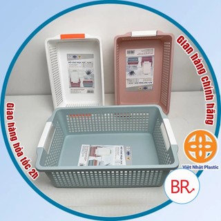 Rổ chữ nhật 2 size (3597-3598) có quai cầm nhựa Việt Nhật, Khay chữ nhật đựng tài liệu, đồ dùng văn phòng đa năng -01371