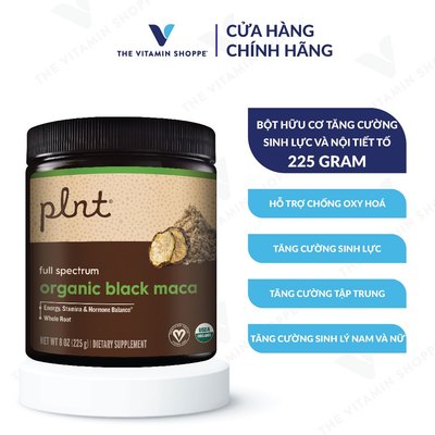 Bột hữu cơ tăng cường nội tiết tố và sinh lý nữ PLNT Black Maca đen 225g