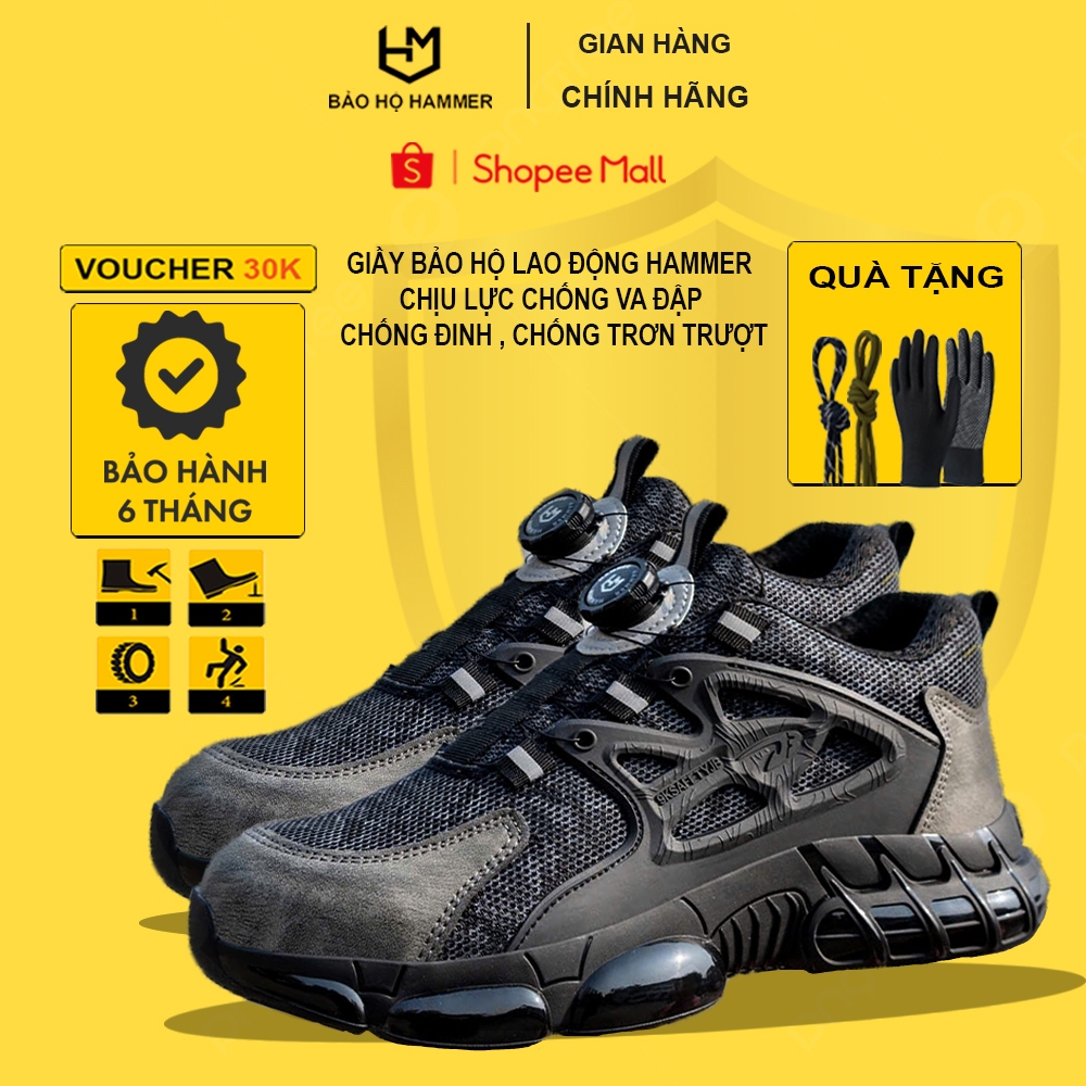 Giày Bảo Hộ Lao Động HAMMER AIR Khóa Vặn - Chống Va Đập/ Chống Đinh/ Cách Điện/ Chống Trơn Trượt