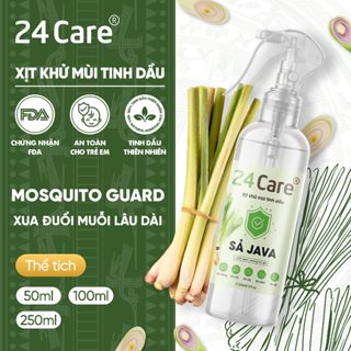 Xịt khử mùi thơm phòng Sả Java 24Care 50ml/100ml/250ml - Kháng khuẩn, đuổi muỗi, kiến ba khoang, côn trùng
