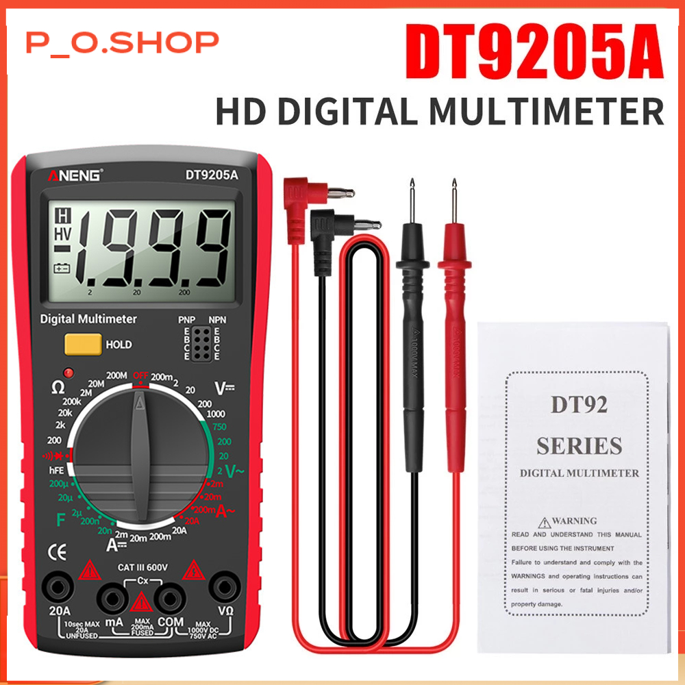 【🔥Rẻ】Vastar Đồng hồ vạn năng DT9205A đồng hồ vạn năng thông minh màn hình kỹ thuật Số Độ Chính Xác C