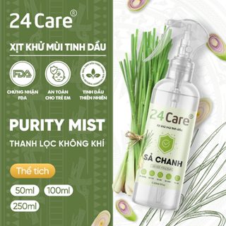 Xịt khử mùi thơm phòng Sả Chanh 24Care 250ml - kháng khuẩn, khử mùi hôi, đuổi muỗi, côn trùng