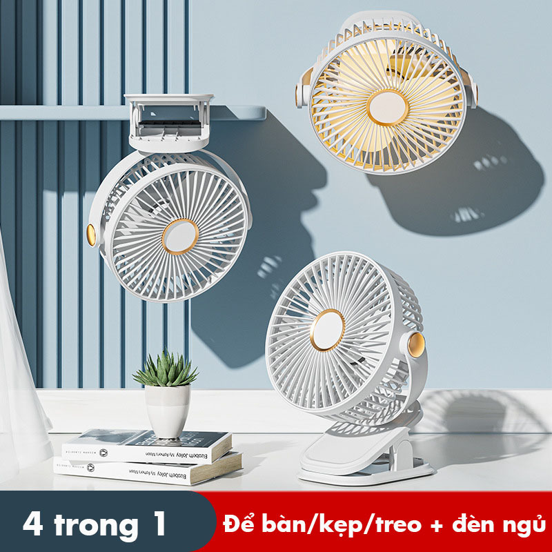 Quạt Mini Để Bàn 5 Chế Độ Gió Có Đèn Ngủ Bamboo, Quạt Tích Điện Để Bàn Có Thể Để Bàn, Treo Nôi Cho Bé | BigBuy360 - bigbuy360.vn