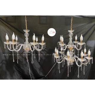 Đèn Chùm Sắt + Nhựa 8 Tay 12 Tay Trang Trí Phòng Khách, Phòng Ngủ Pha Lê Thả Trần Hiện Đại, Cổ Điển
