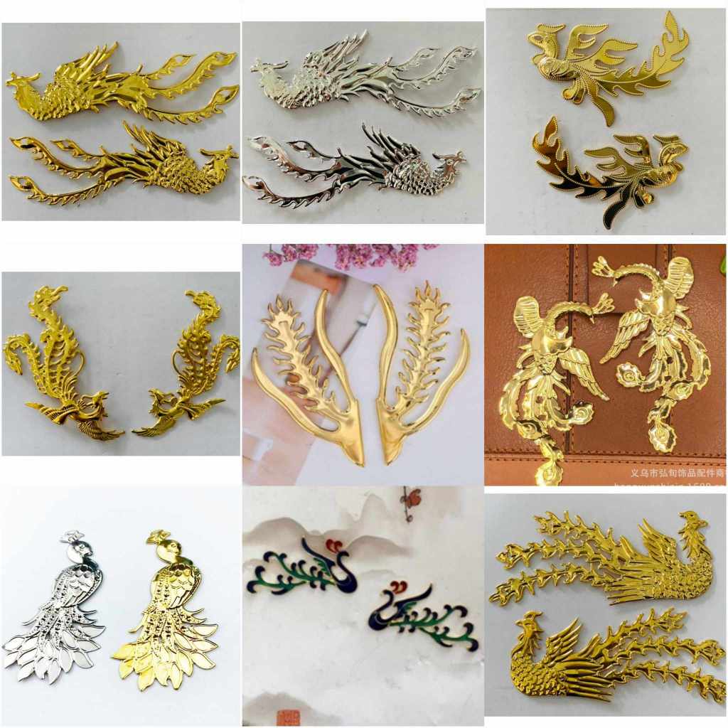 Phiến kim loại phượng hoàng nhiều mẫu, Nguyên liệu làm trang sức cổ trang, Nguyên liệu diy