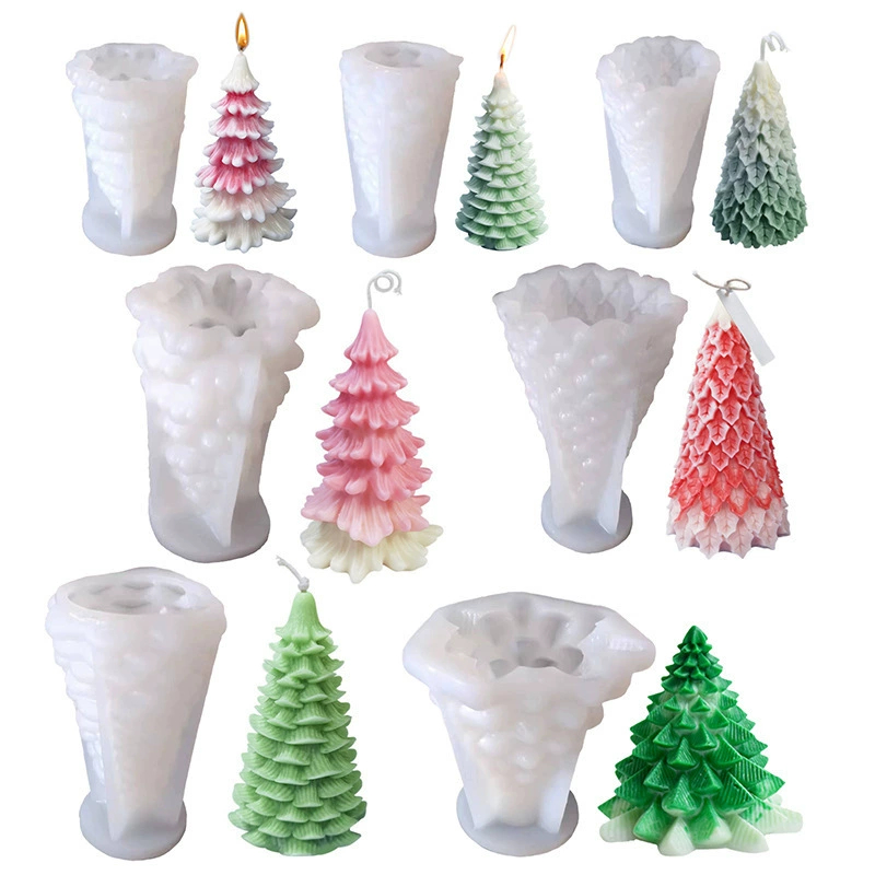 Khuôn silicon cây thông xòe khuôn rau câu khuôn nến